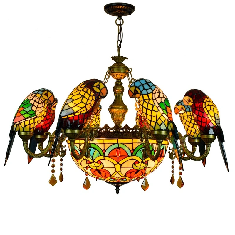 Tiffany Stained Glass Lamp Living Room Restaurant Bar Club Parrot Bird Large Chandelier (WH-TF-55)