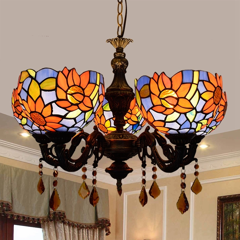 Jlt1102 Tiffany Pendant Lamp Stained Five Glass Pendant Floral Pendant Lamp