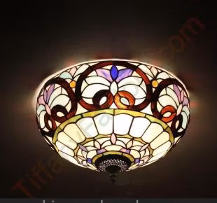 Lampe à suspension décorative d'hôtel en verre teinté fait main Vintage lampe Tiffany