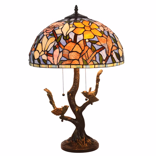 Lampe Rose en vitrail de Table Tiffany, artisanat fait à la main, 8 